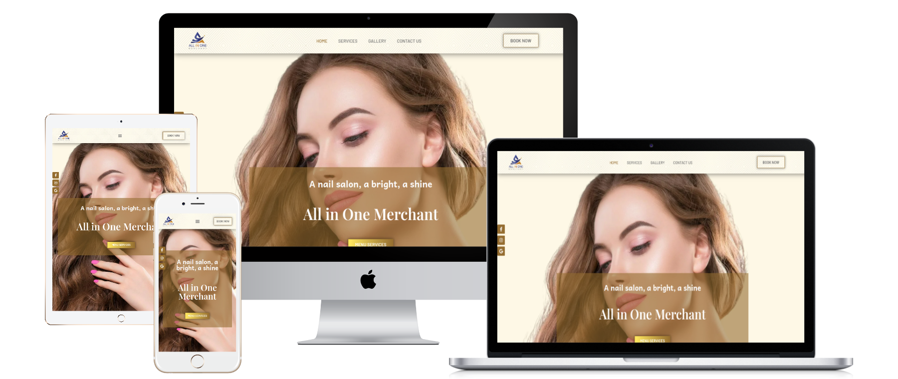 Responsive website mockup for Template A025